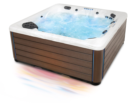 driekwartaanzicht van een twilight series hot tub door master spas